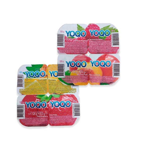 Postre Lácteo Mixto YoQo (Yogurt con trocitos de Melocotón, Piña y Fresa) - 24 unidades de 125 gramos c/u
