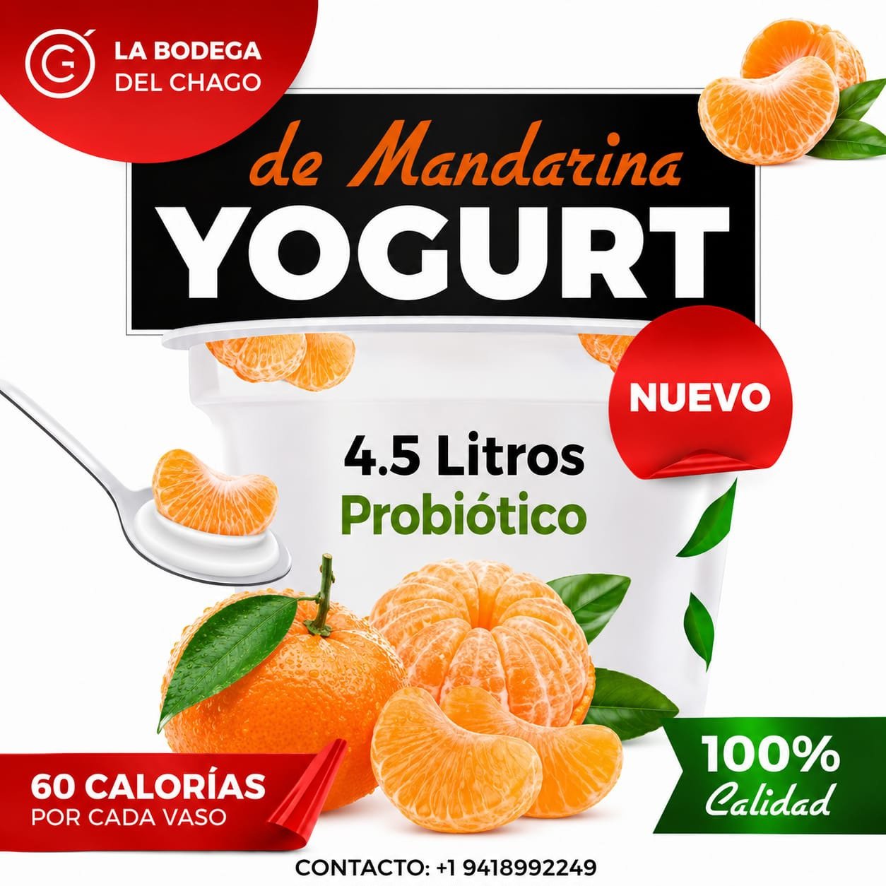 Yogurt Probiótico de Mandarina - 4.5 litros