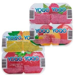 Postre Lácteo Mixto YoQo (Yogurt con trocitos de Melocotón, Piña y Fresa) - 24 unidades de 125 gramos c/u